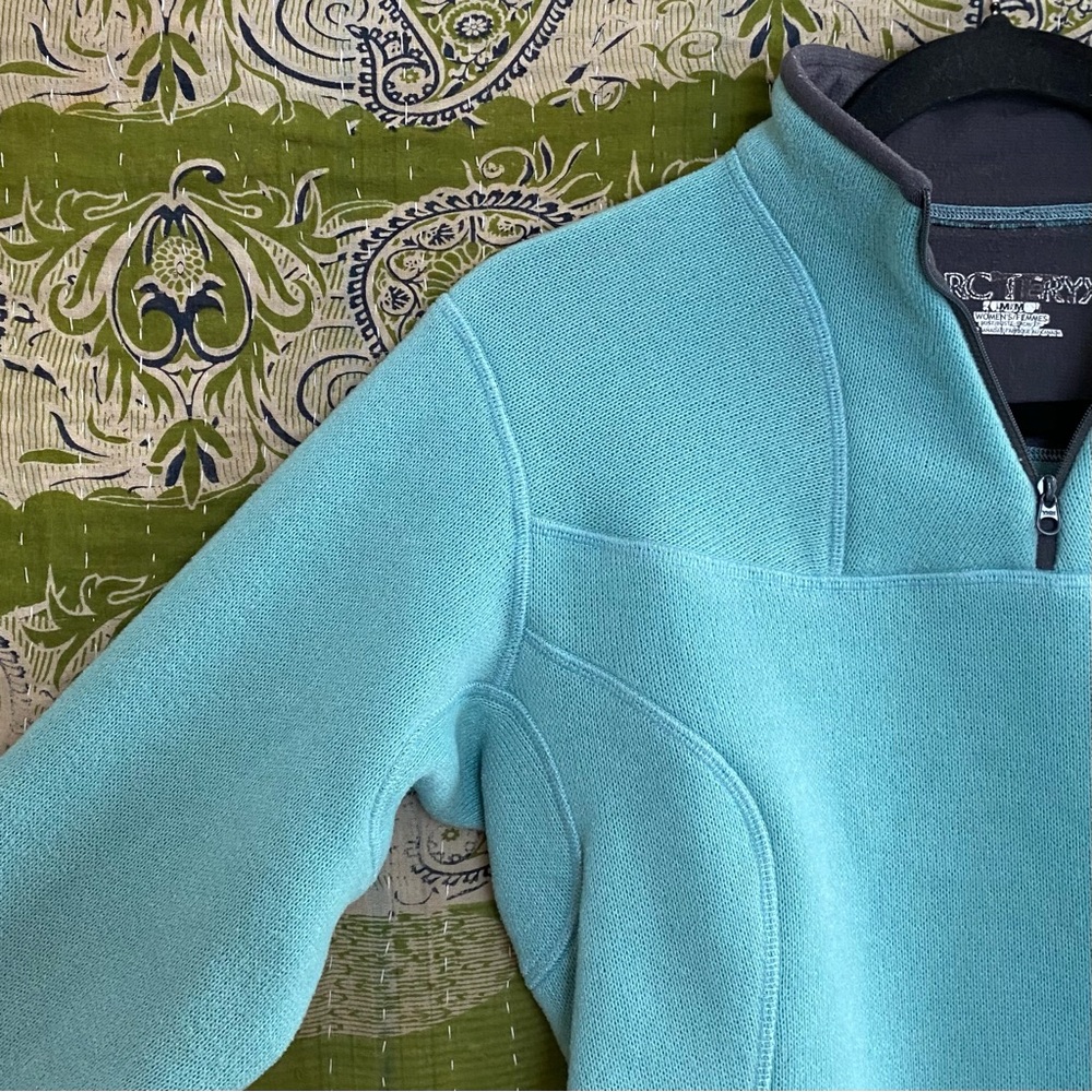 Arc'teryx Light Turquoise Quarter Zip Polartec Pullover Fleece Jacket Size M - Picture 7 of 14